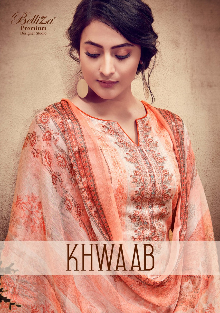 Belliza khwaab astonishing style jam cotton satin embroided ari work beautifull Salwar suits