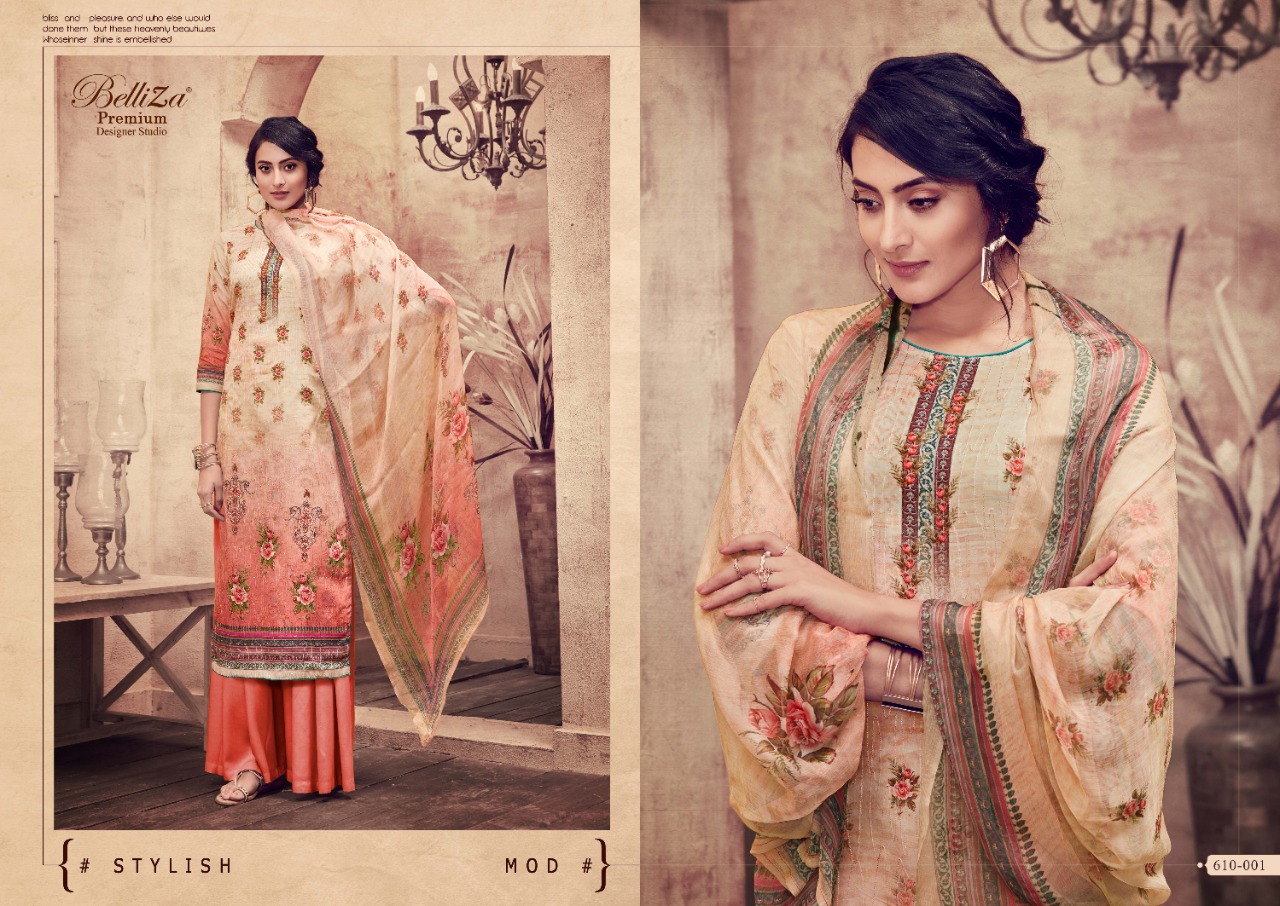 Belliza khwaab astonishing style jam cotton satin embroided ari work beautifull Salwar suits