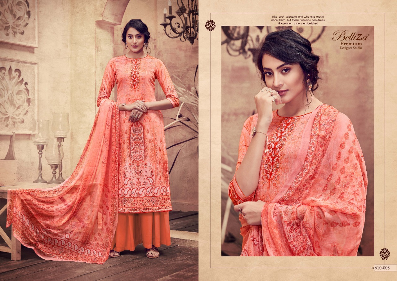 Belliza khwaab astonishing style jam cotton satin embroided ari work beautifull Salwar suits