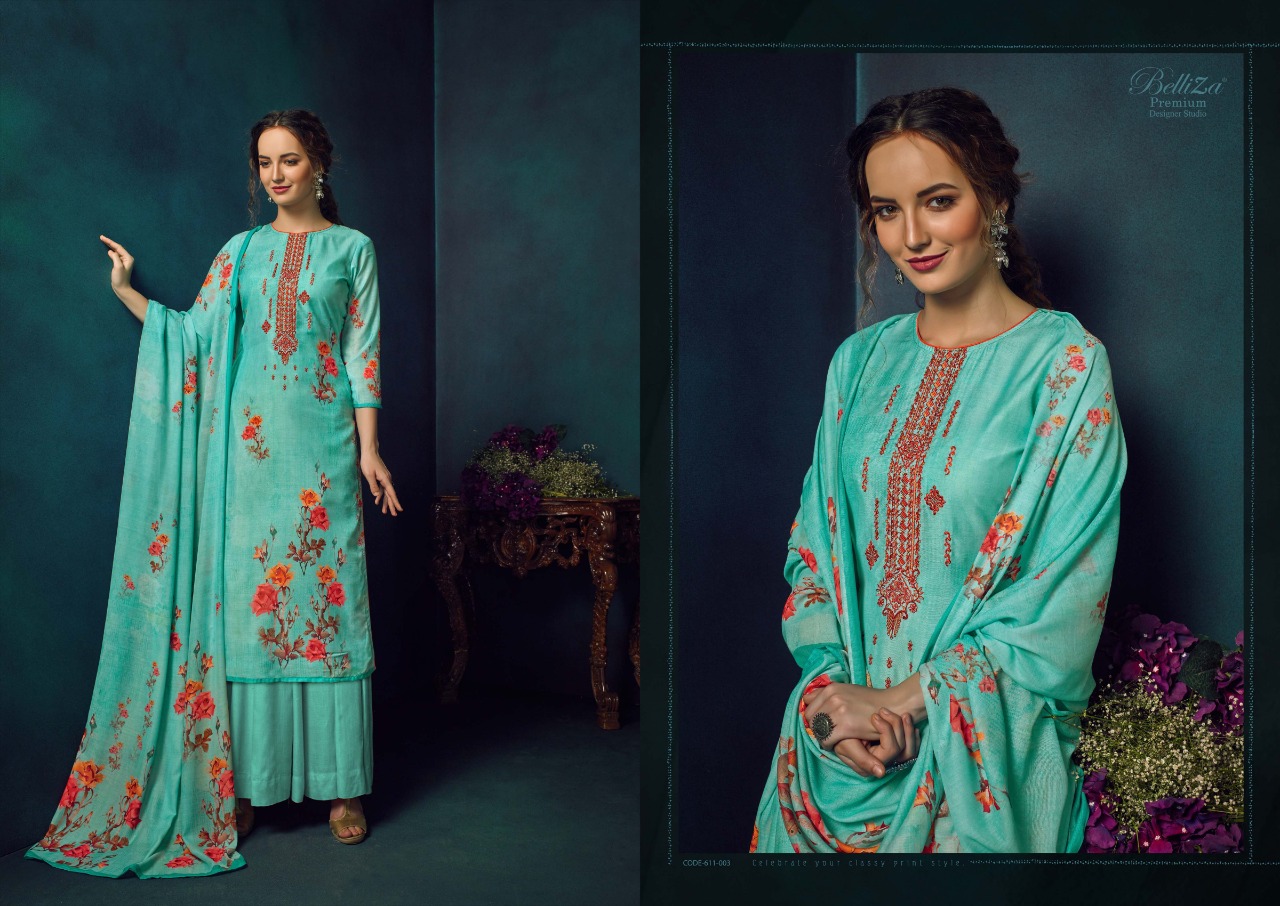 Belliza ziyaa pure cotton muslin fabrics Modern and trendy look attractive Salwar suits