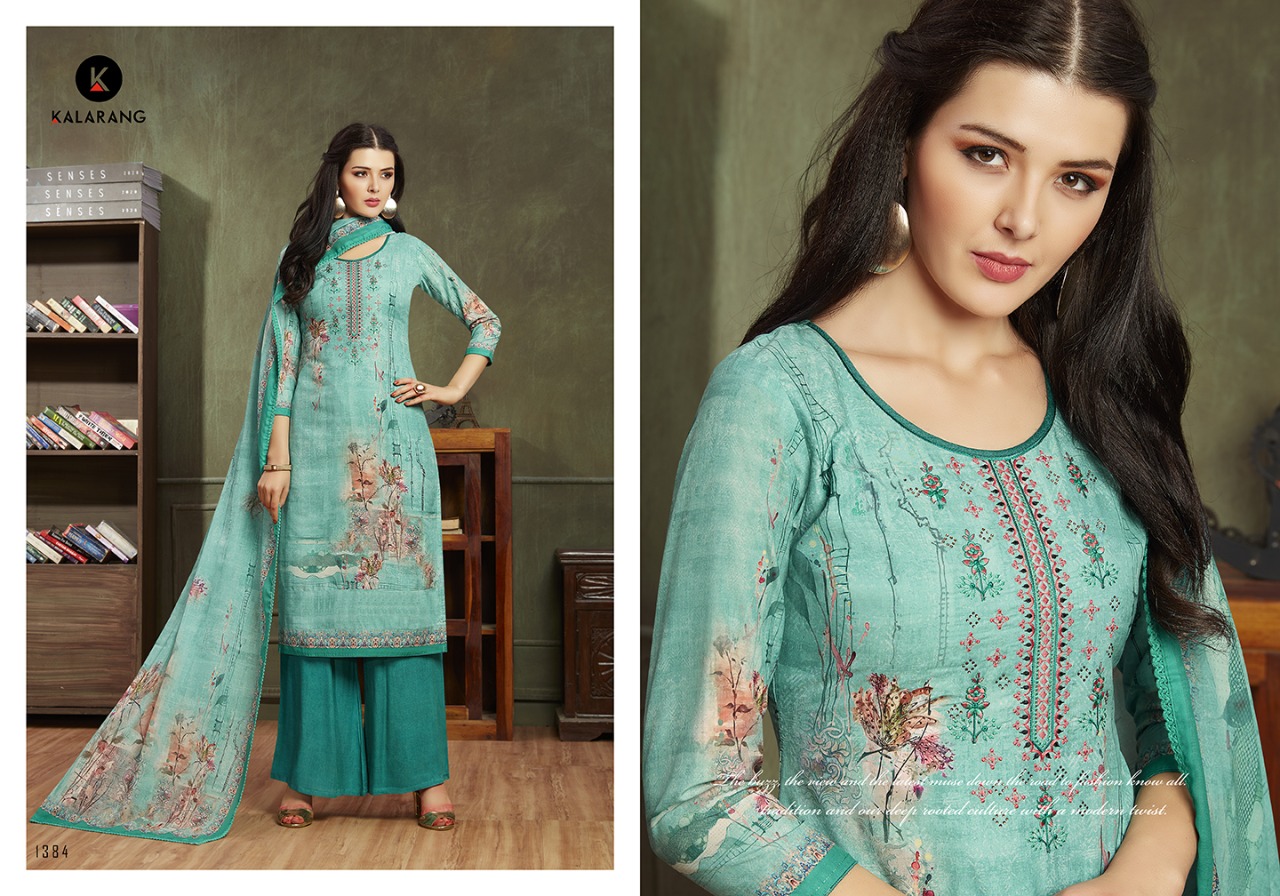 Kalarang charming vol 2 gorgeous stunning look muslin print Embroided diamond work beautifull Salwar suits