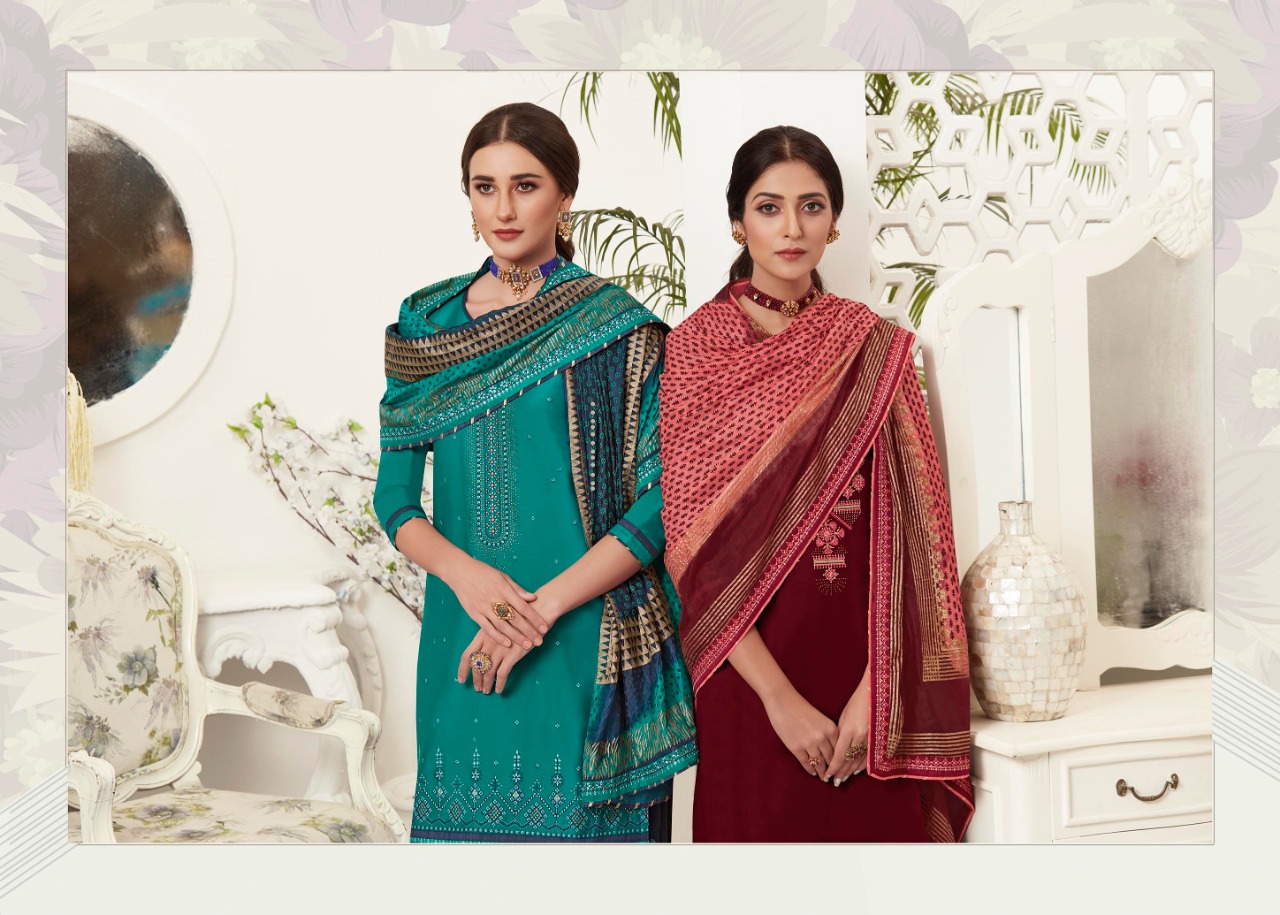 Kessi satrangi by Patiala astonishing style jam Silk with sarvoski diamond work Embroidered Salwar suits