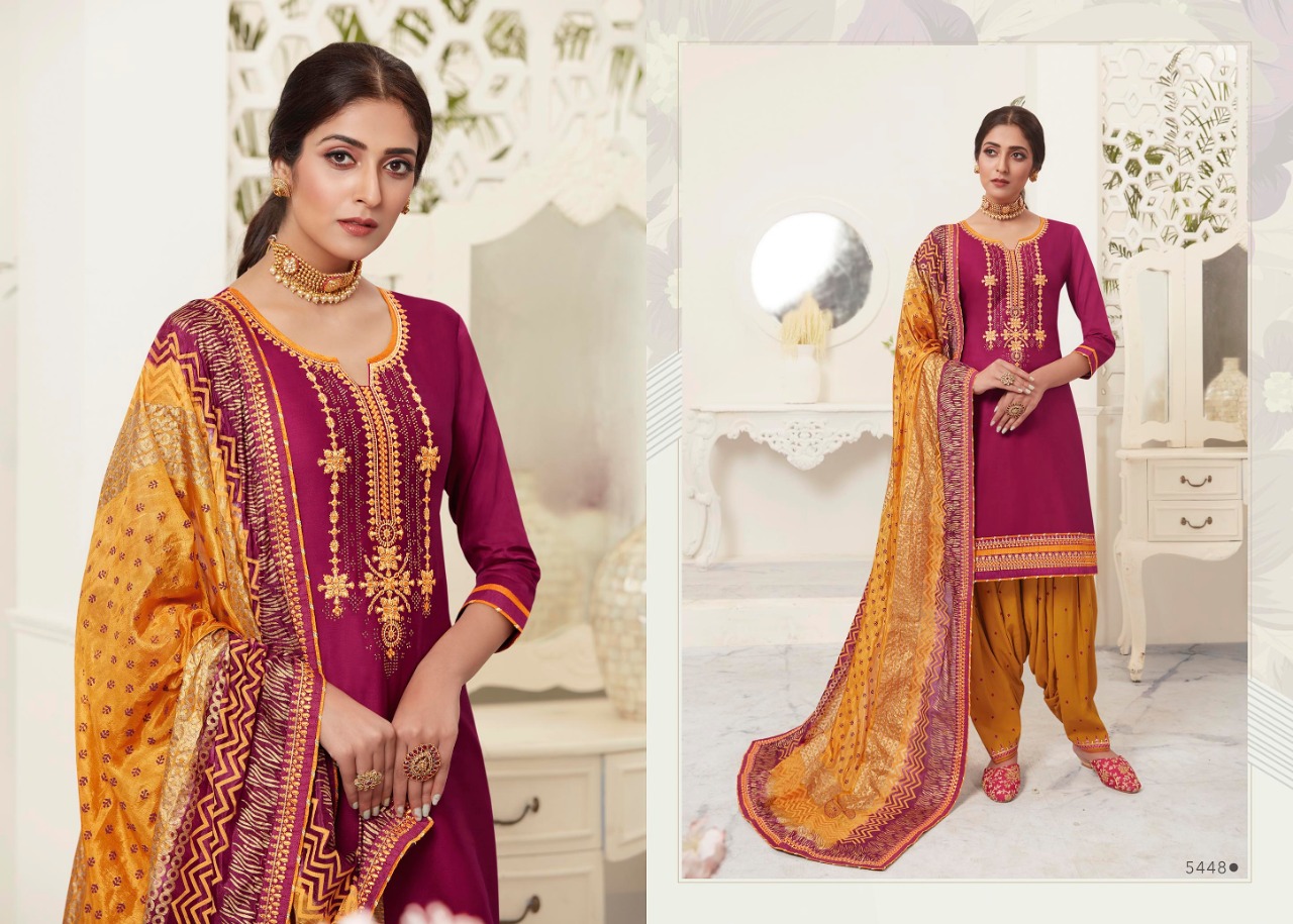 Kessi satrangi by Patiala astonishing style jam Silk with sarvoski diamond work Embroidered Salwar suits