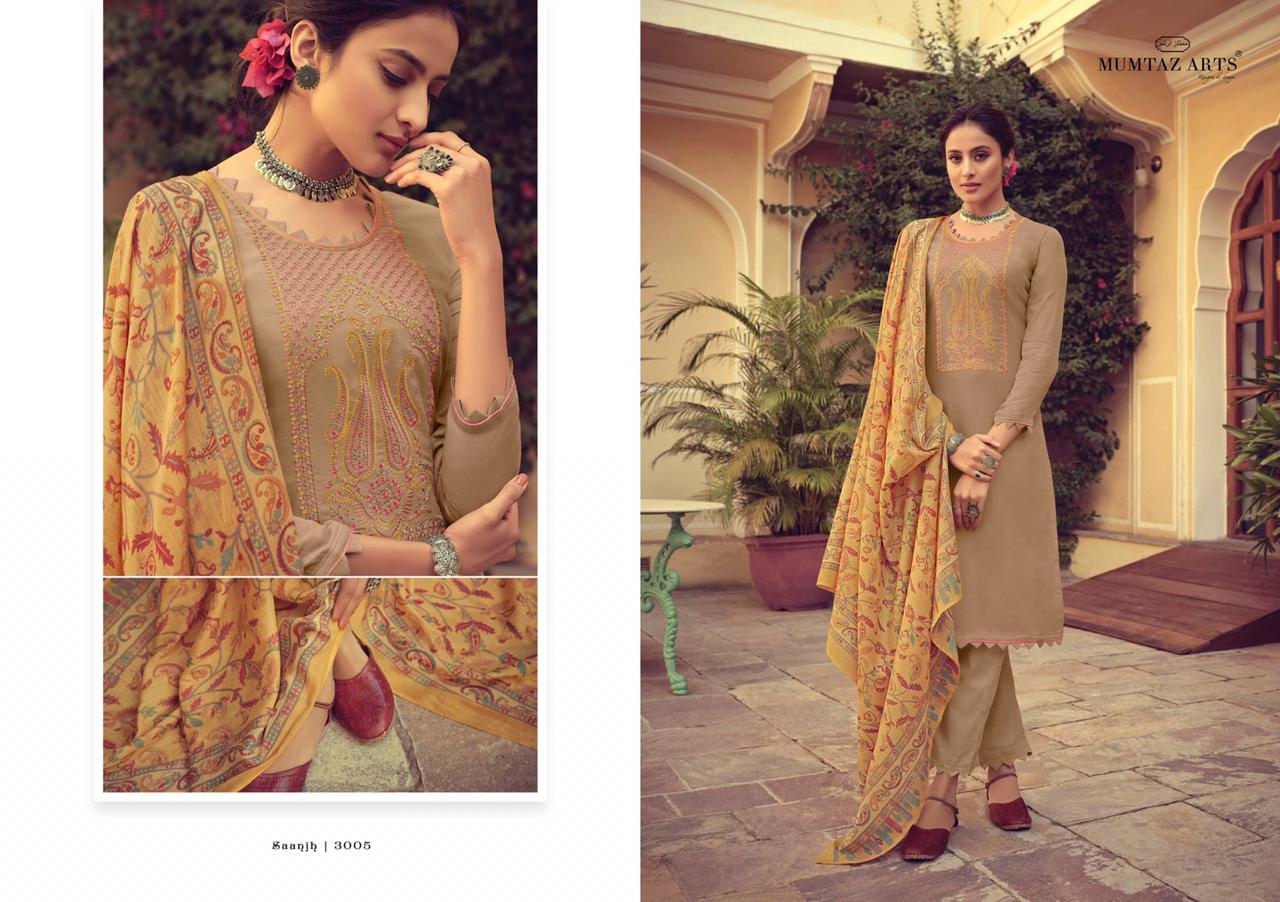 Mumtaz arts saanjh astonishing style attractive look Beautifully Designed Salwar suits