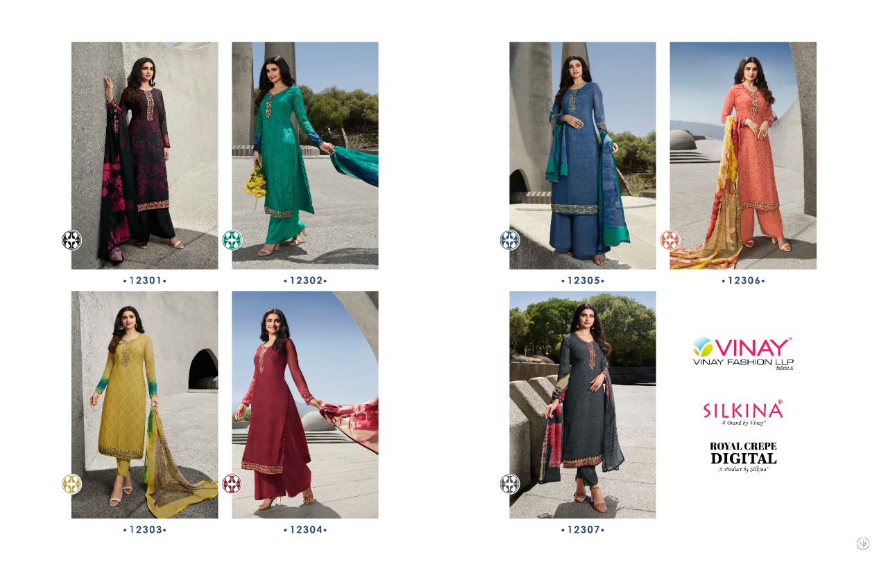 Vinay Fashion royal crape digital modern and Classy catchy look attractive designed Salwar suits