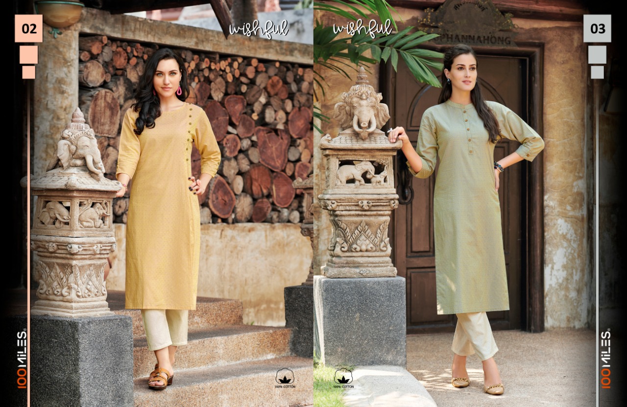 100 miles wishful elagant look pure cotton designer Kurties