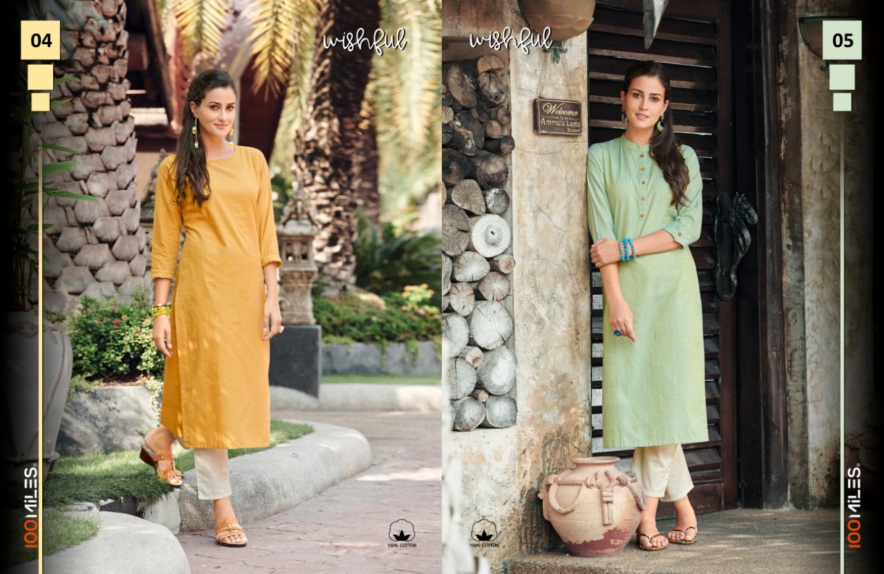 100 miles wishful elagant look pure cotton designer Kurties