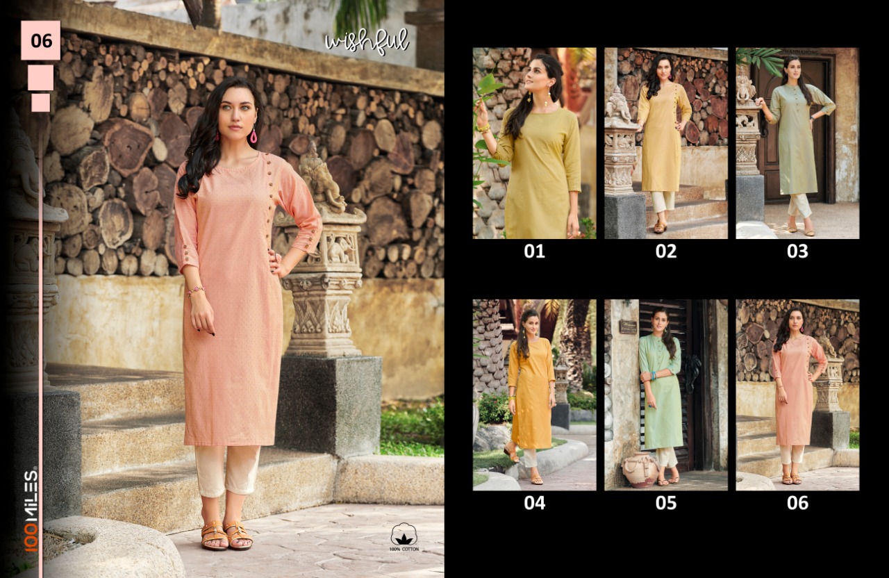 100 miles wishful elagant look pure cotton designer Kurties