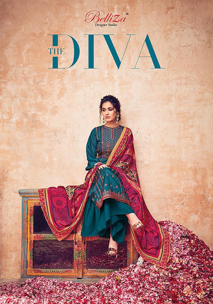 Belliza designer the diva classy catchy modern Style pure handloom silk With Embroided Salwar suits