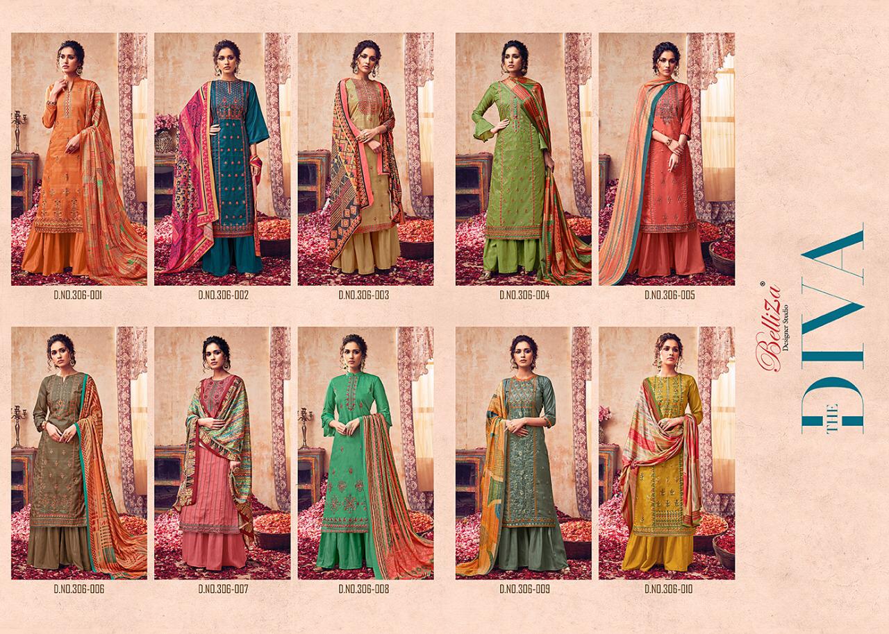 Belliza designer the diva classy catchy modern Style pure handloom silk With Embroided Salwar suits