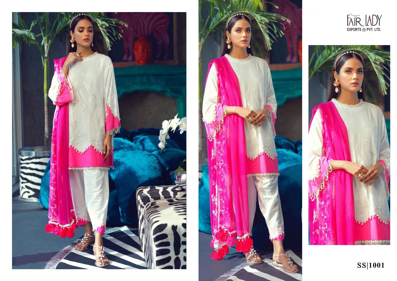 Fairlady Sana safinaz satin stunning look jam satin print Embroided Pakistani concept Salwar suits With cotton duppata