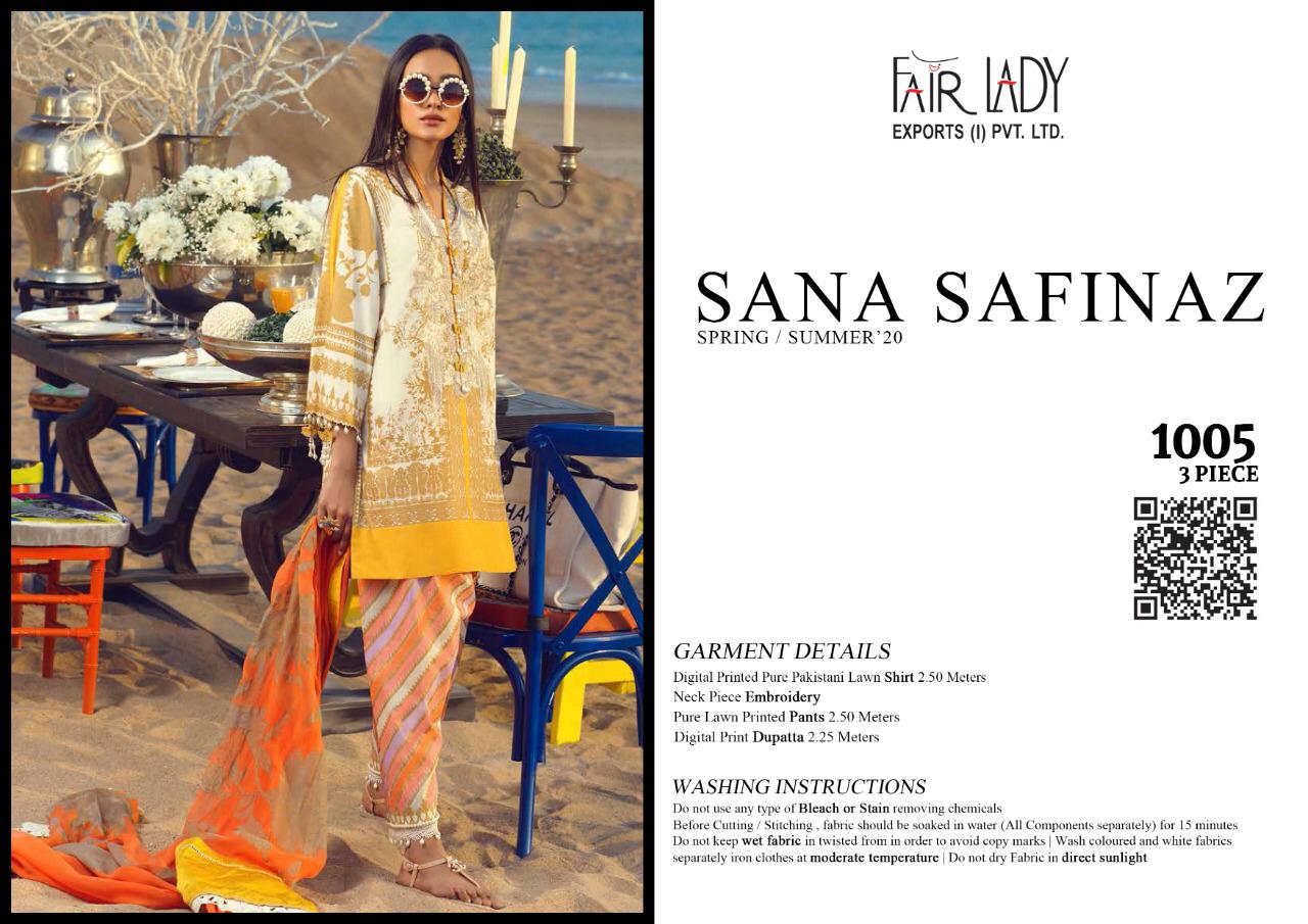 Fairlady Sana safinaz satin stunning look jam satin print Embroided Pakistani concept Salwar suits With cotton duppata