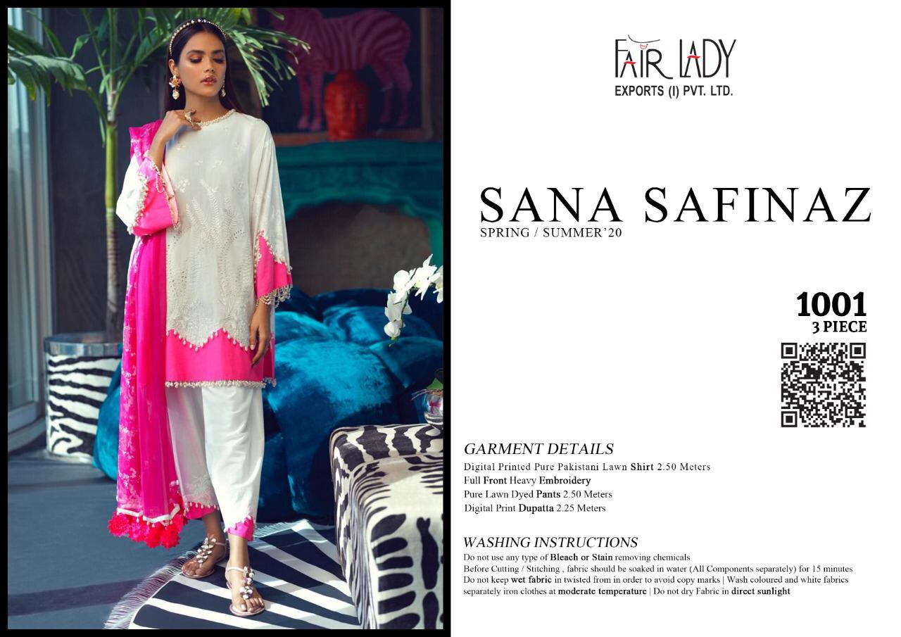 Fairlady Sana safinaz satin stunning look jam satin print Embroided Pakistani concept Salwar suits With cotton duppata