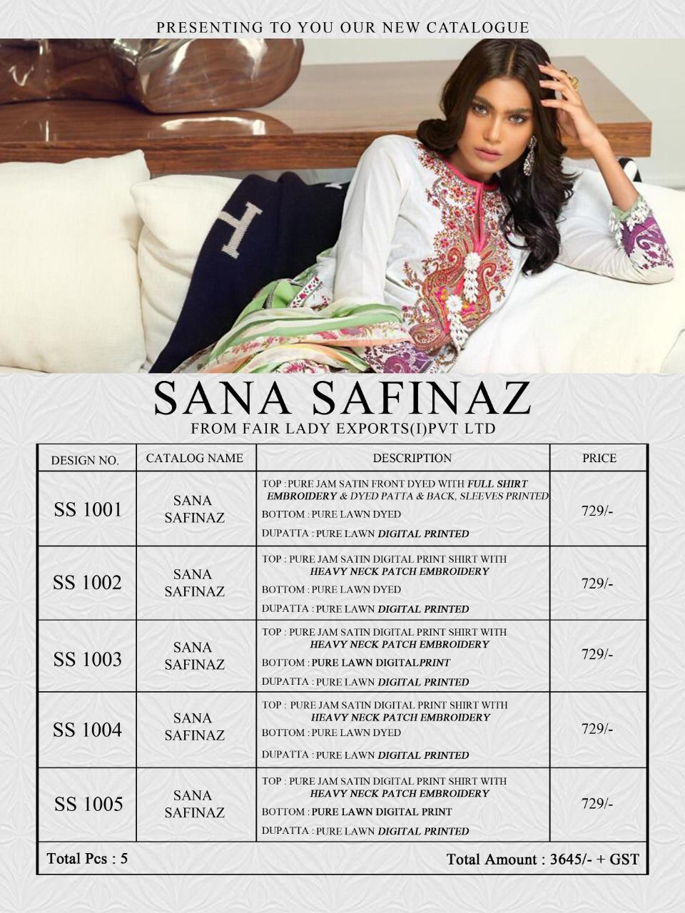 Fairlady Sana safinaz satin stunning look jam satin print Embroided Pakistani concept Salwar suits With cotton duppata