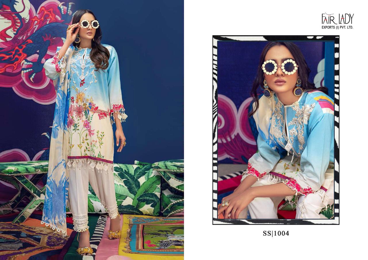 Fairlady Sana safinaz satin stunning look jam satin print Embroided Pakistani concept Salwar suits With cotton duppata