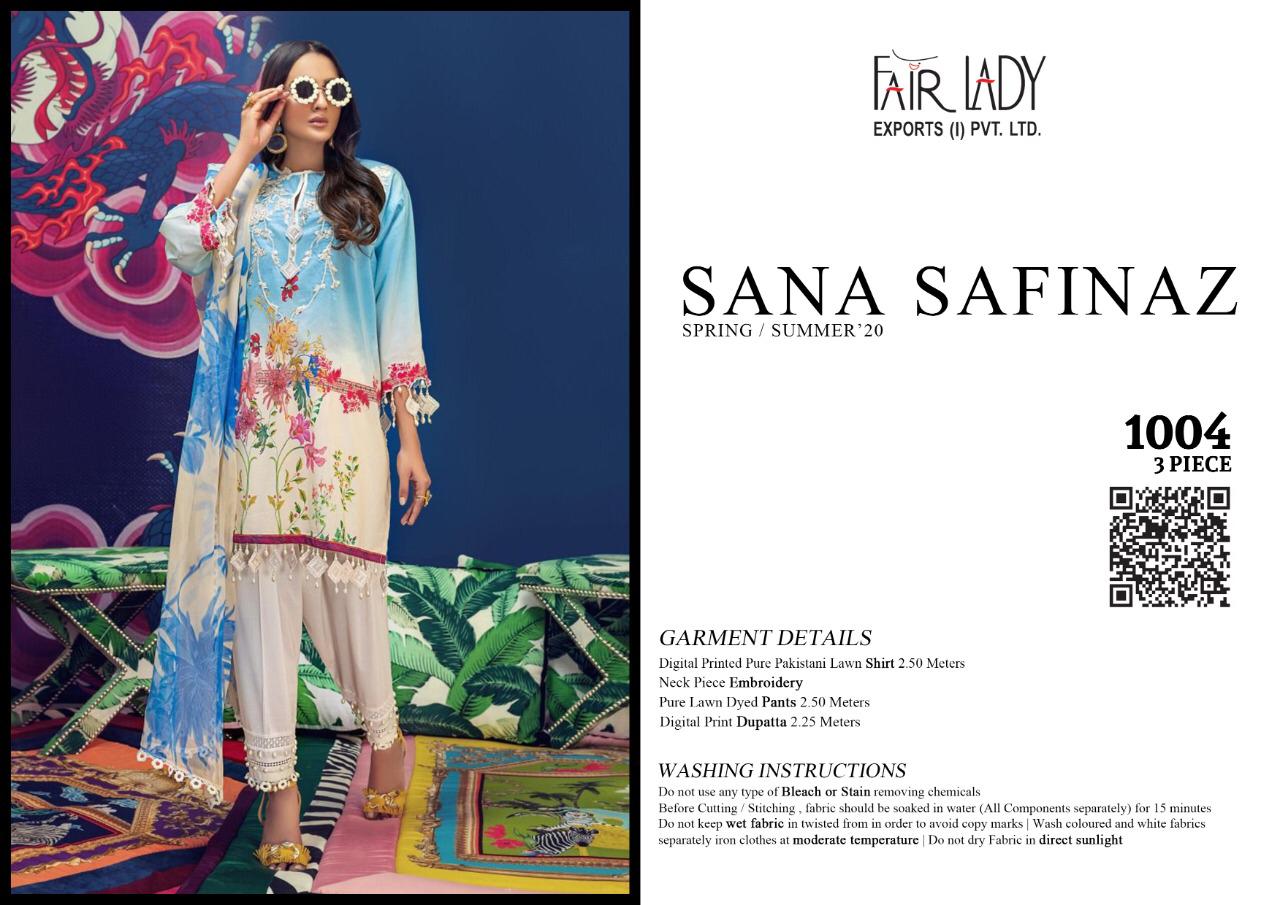 Fairlady Sana safinaz satin stunning look jam satin print Embroided Pakistani concept Salwar suits With cotton duppata