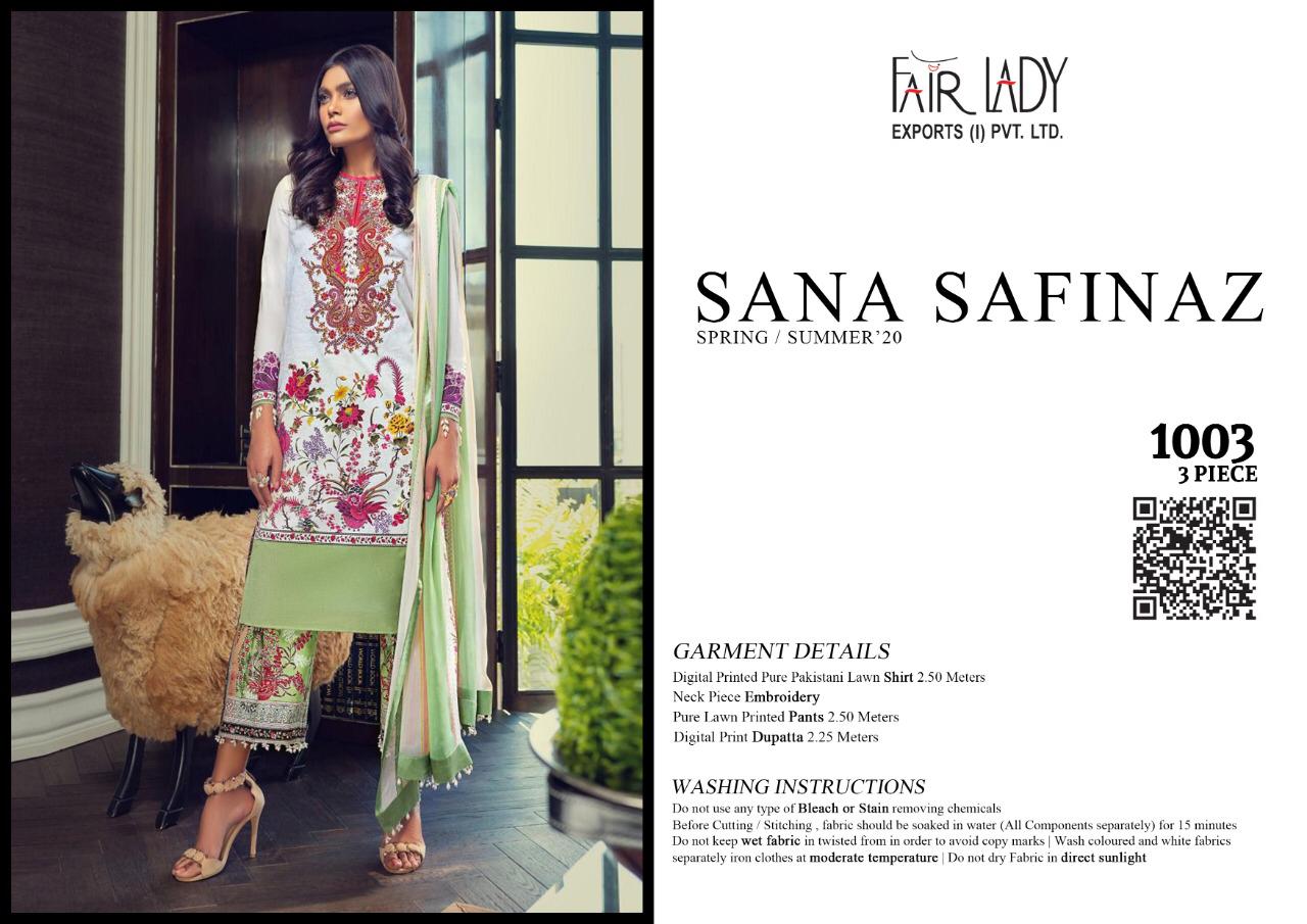 Fairlady Sana safinaz satin stunning look jam satin print Embroided Pakistani concept Salwar suits With cotton duppata