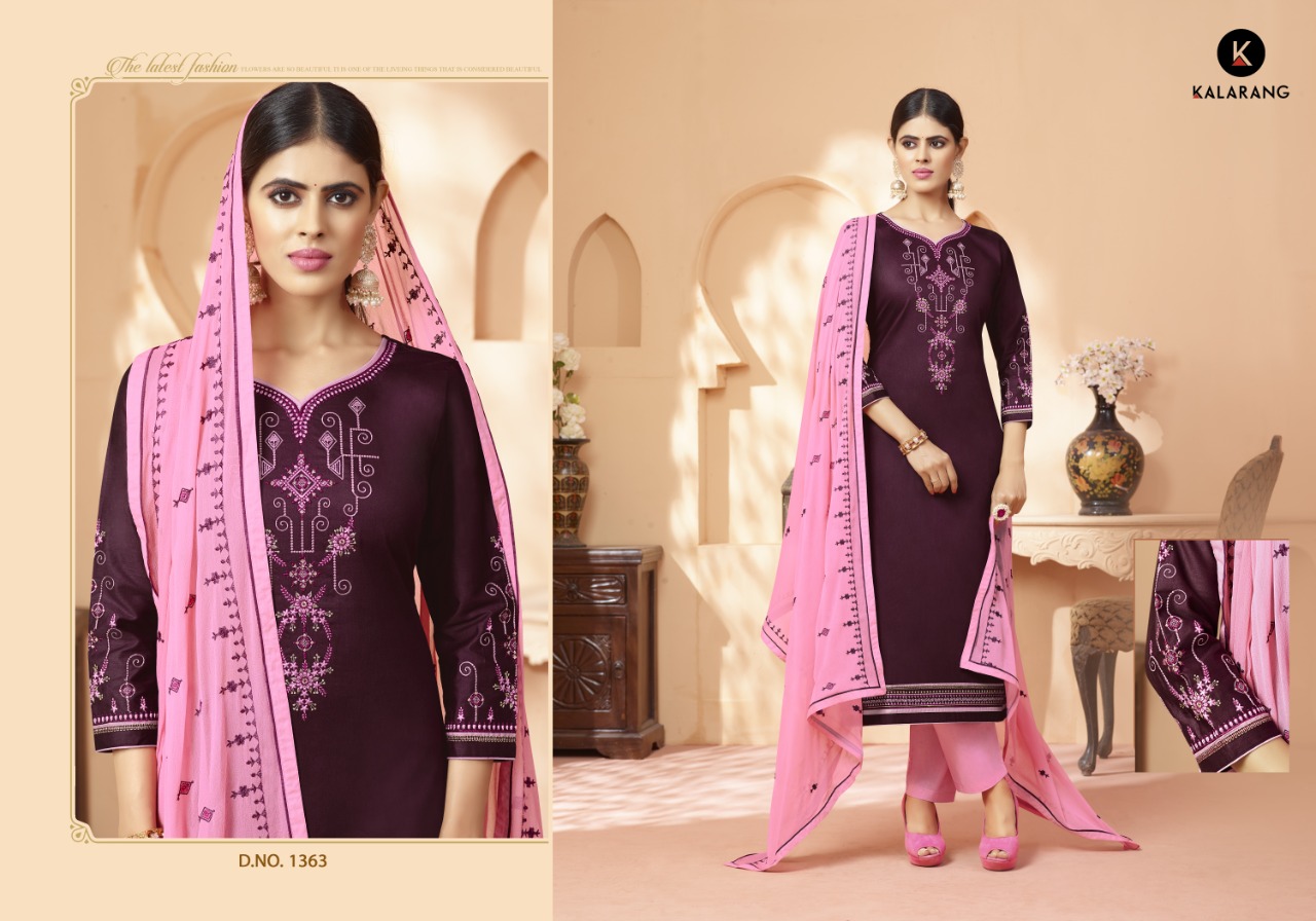 Kalarang sashiya astonishing style jam satin Embroided with sleeve work  Salwar suits