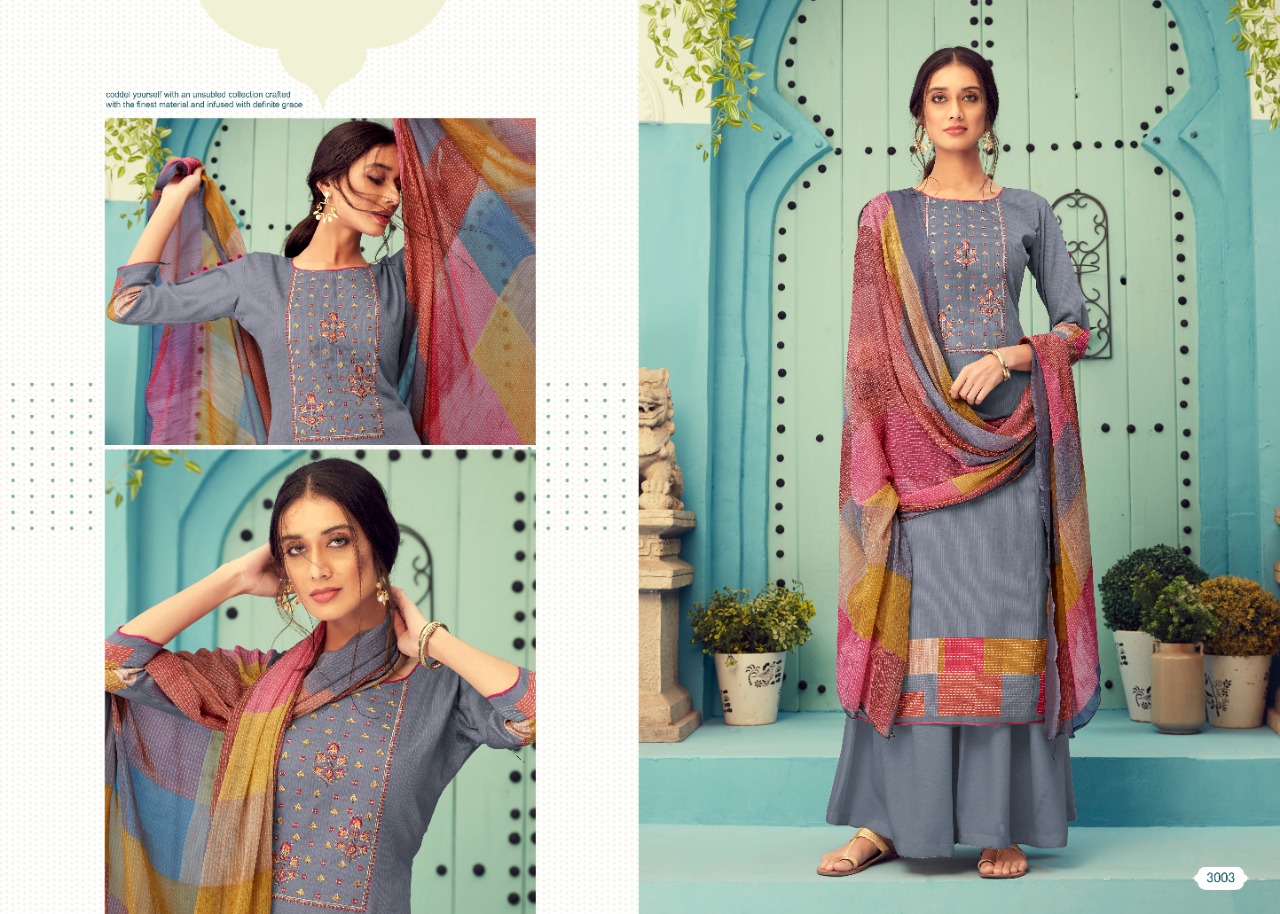 Nakoda Designer coral cotton designer print With Embroided Salwar suits