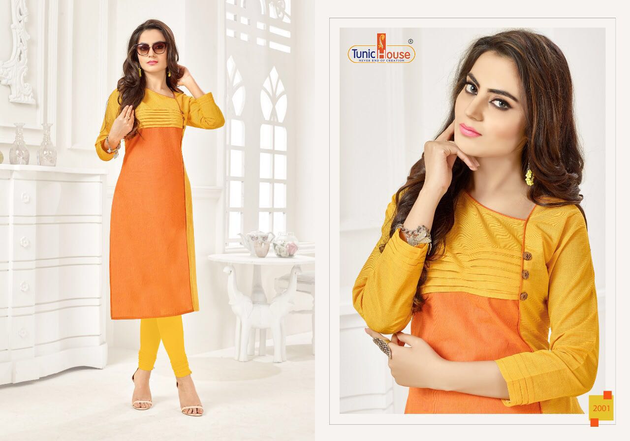 Tunic house sky vol 9 charming look cotton handloom beautifull Kurties