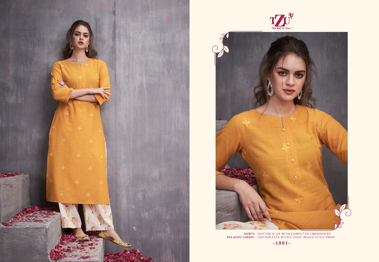 Tzu Victoria vol 3 stunning look cotton. Embroidered Kurties