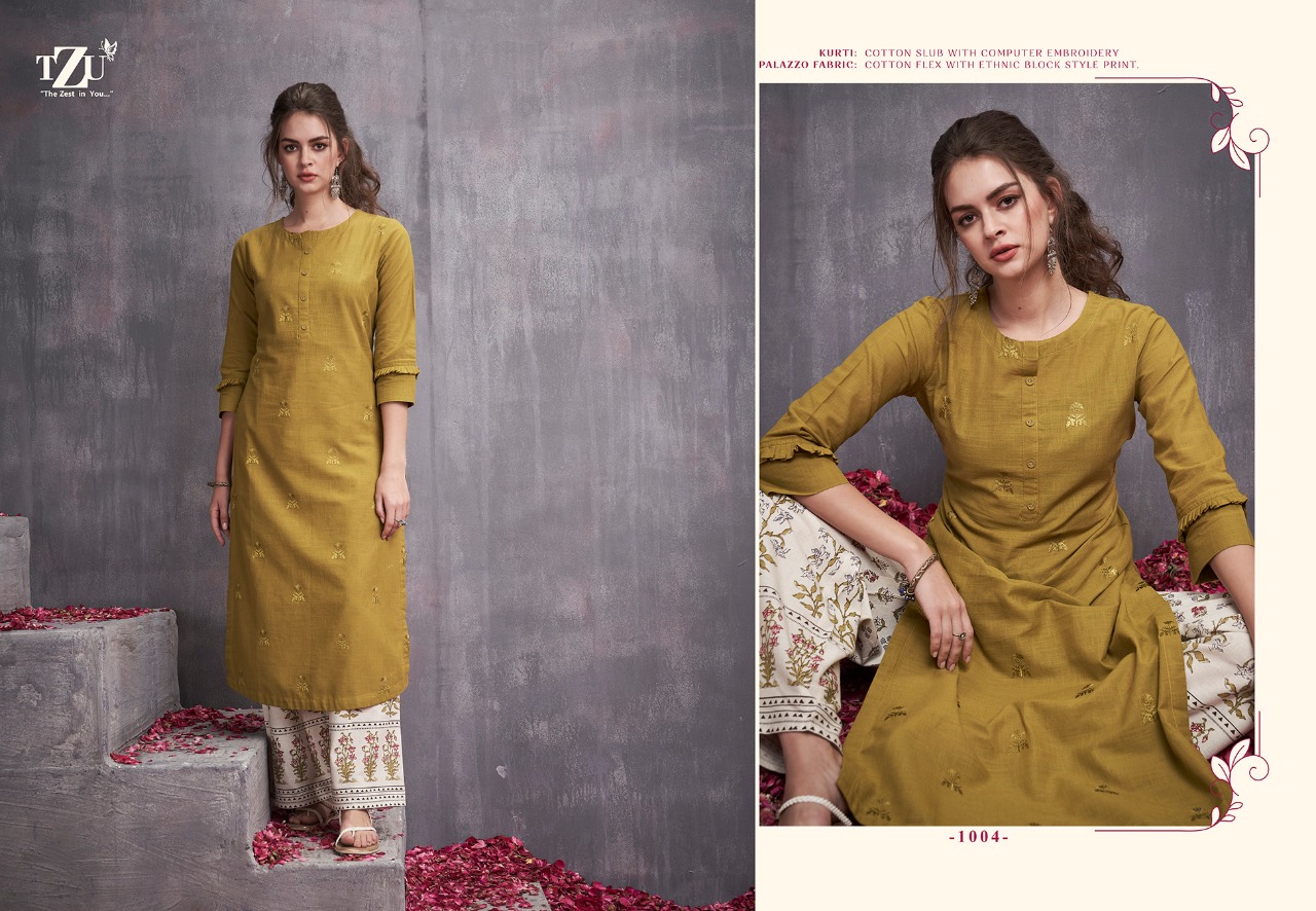 Tzu Victoria vol 3 stunning look cotton. Embroidered Kurties