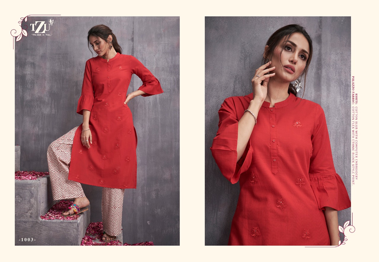 Tzu Victoria vol 3 stunning look cotton. Embroidered Kurties