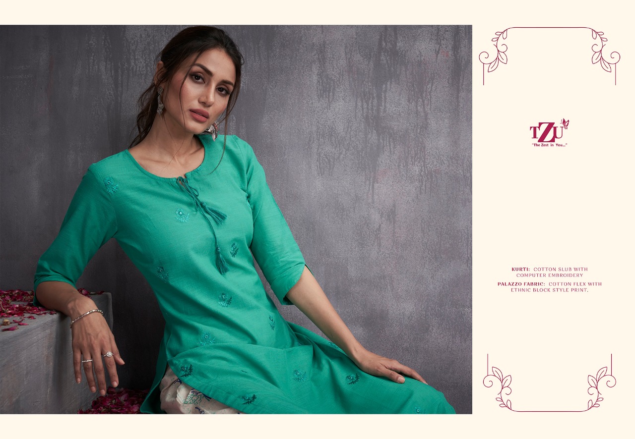 Tzu Victoria vol 3 stunning look cotton. Embroidered Kurties