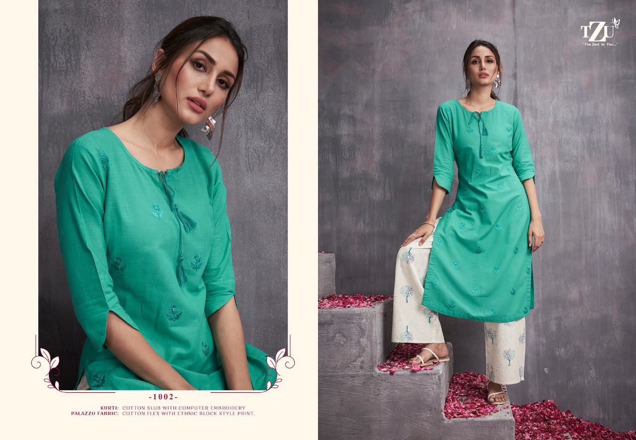 Tzu Victoria vol 3 stunning look cotton. Embroidered Kurties