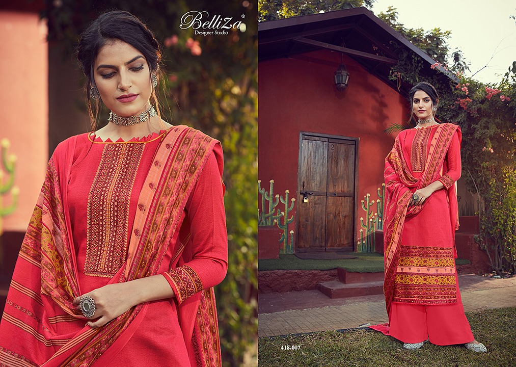 Belliza designer studio zeenat pure cotton salwar suits latest collection