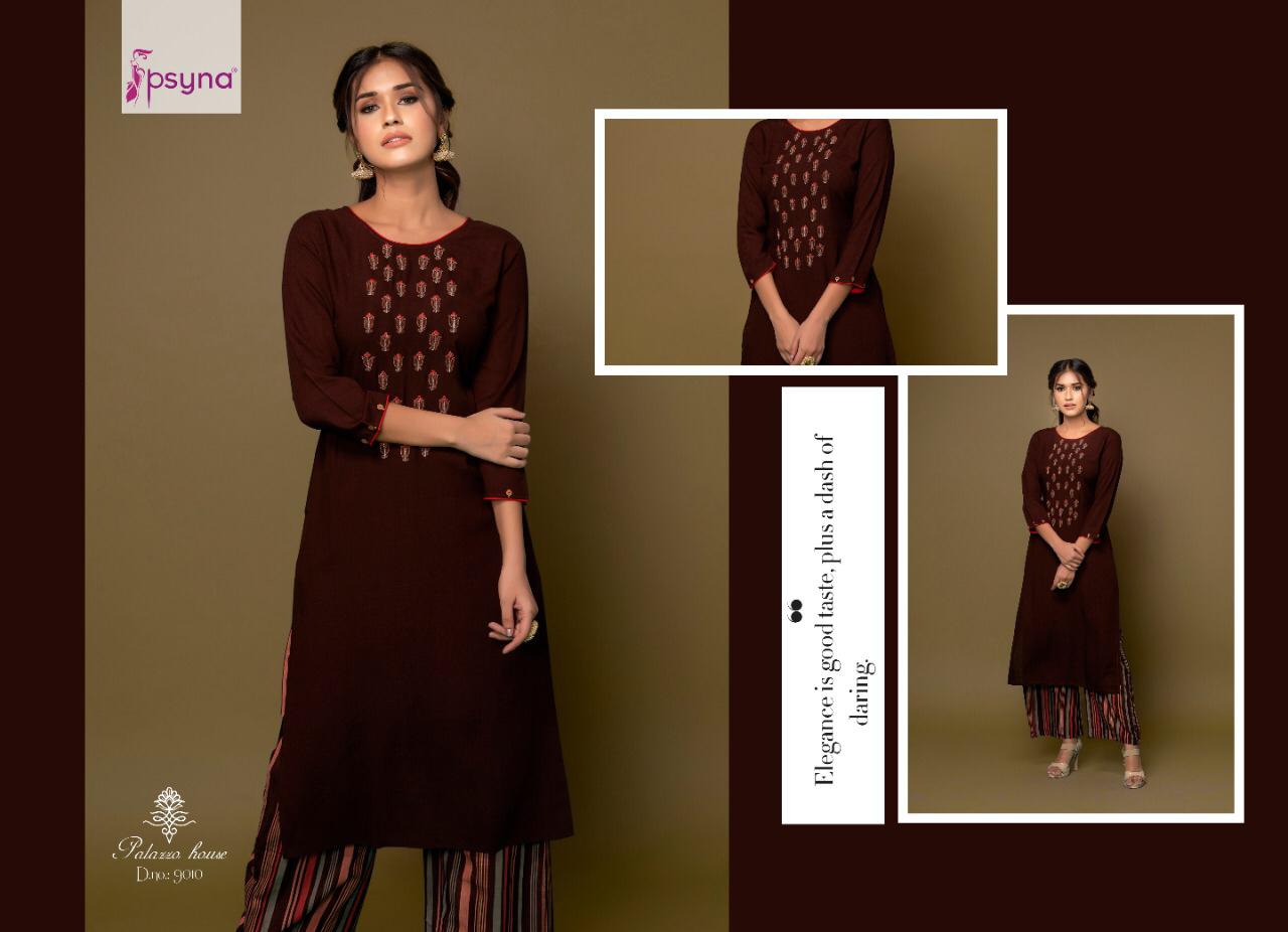 Psyna Palazzo house vol 9 rayon beautiful kurties with plazzo collection wholsaler