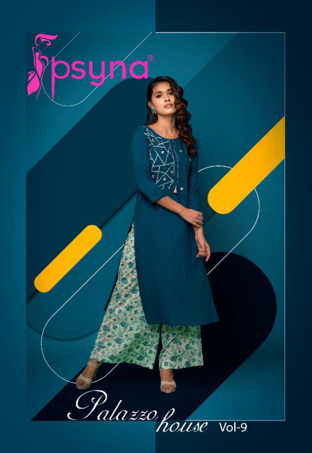 Psyna Palazzo house vol 9 rayon beautiful kurties with plazzo collection wholsaler