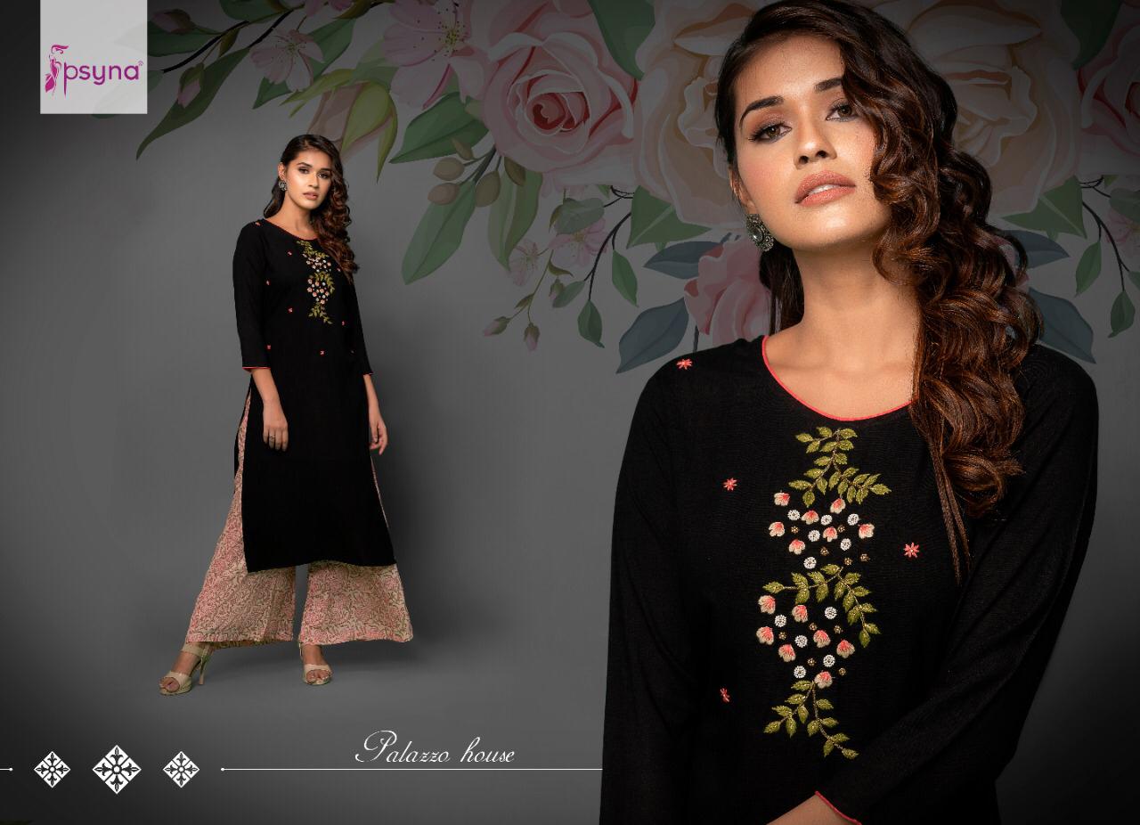 Psyna Palazzo house vol 9 rayon beautiful kurties with plazzo collection wholsaler