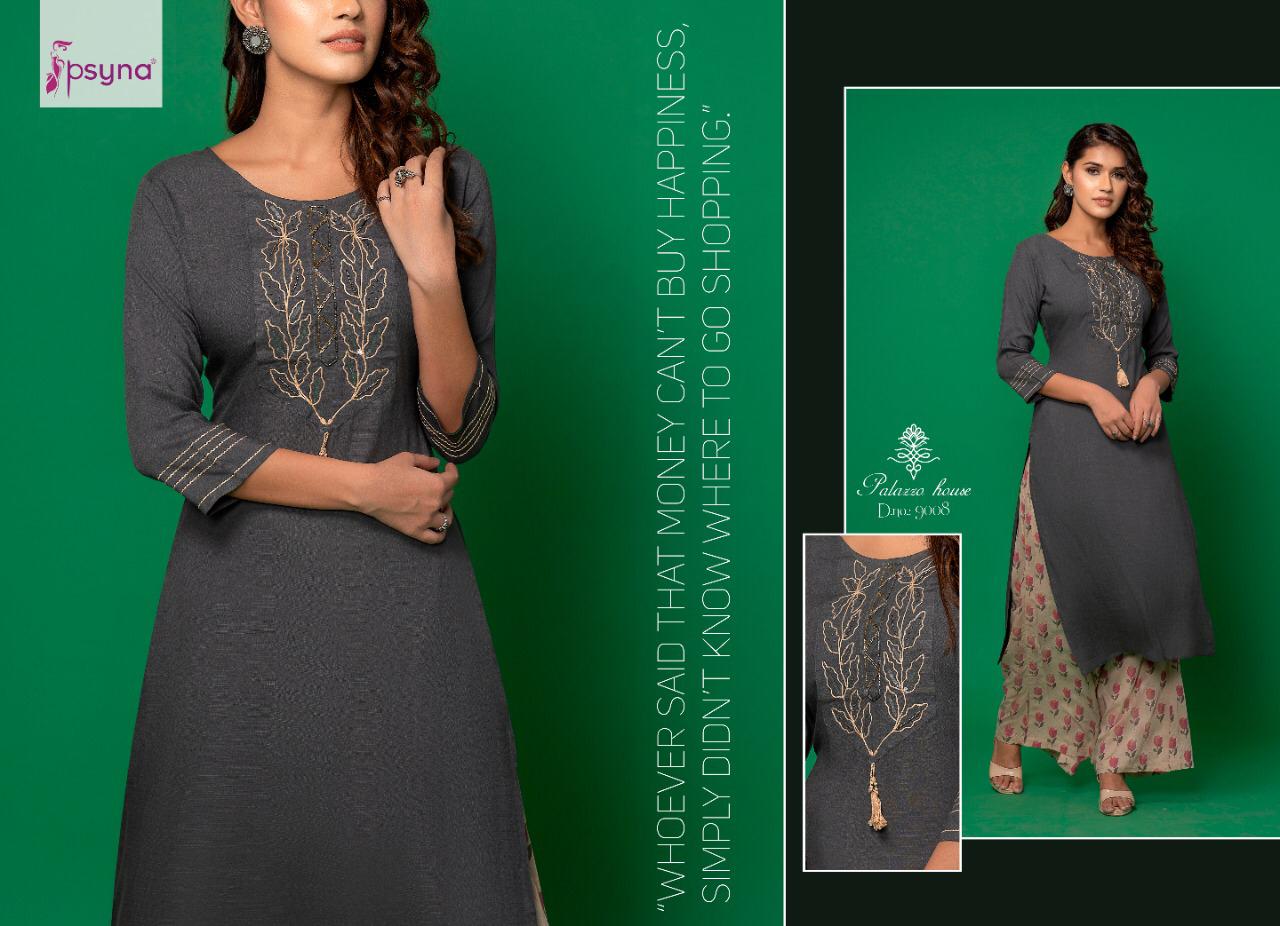 Psyna Palazzo house vol 9 rayon beautiful kurties with plazzo collection wholsaler