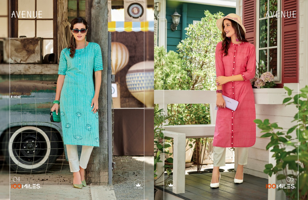 100 miles Avenue a line fancy cotton kurties at best rates online