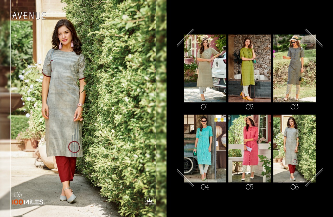 100 miles Avenue a line fancy cotton kurties at best rates online