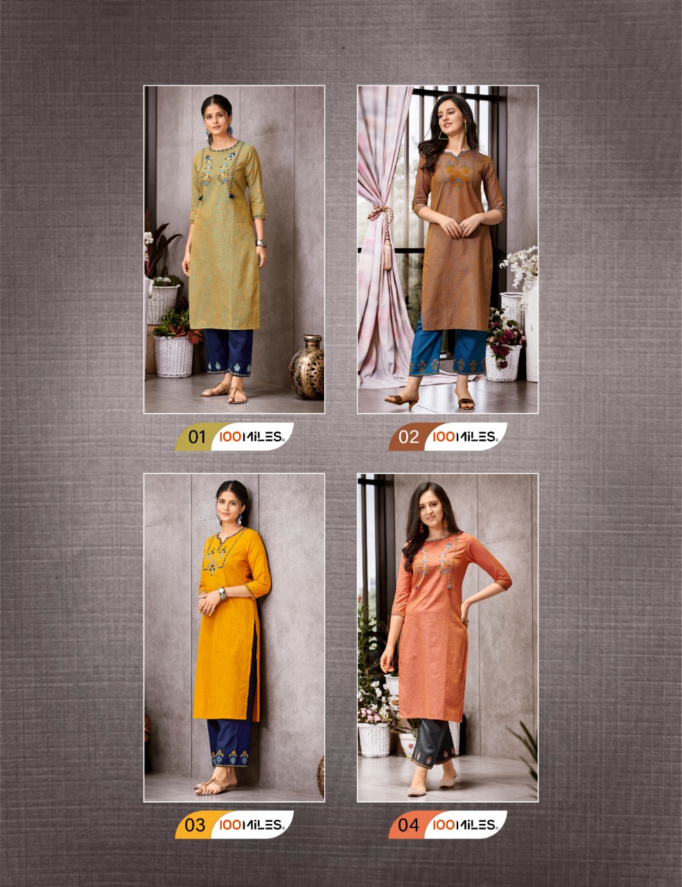 100 miles prestige cotton kurti with pants collection catalog