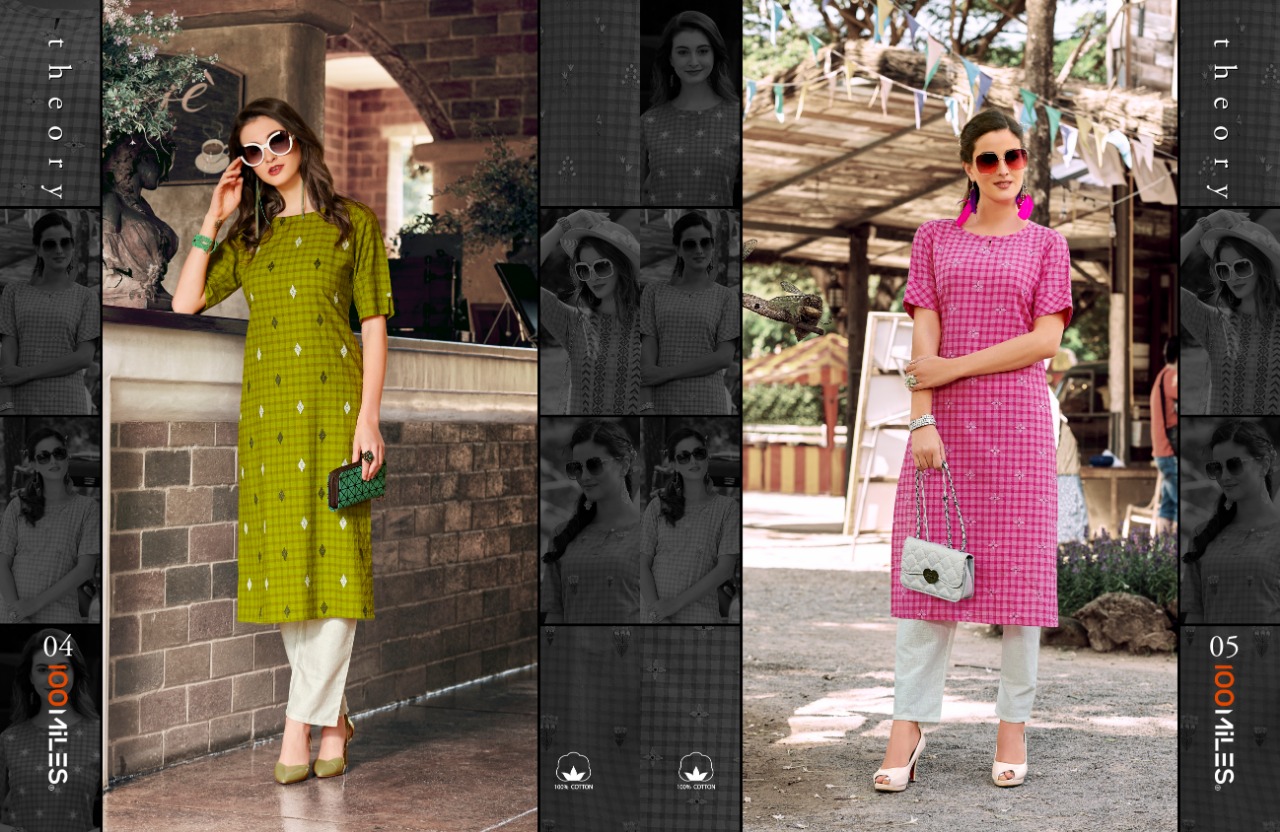 100 miles theory cotton designer printed kurties collection