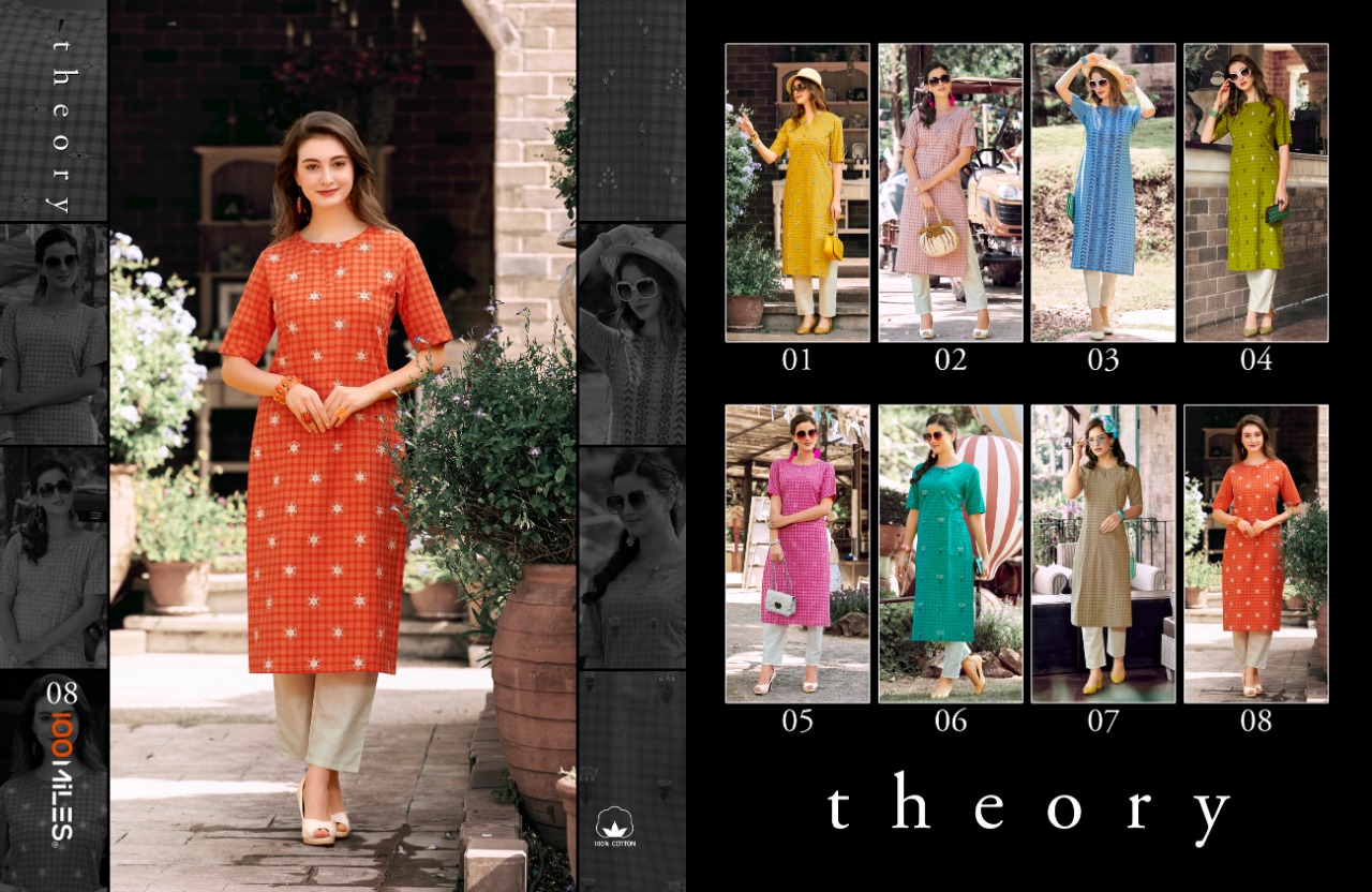 100 miles theory cotton designer printed kurties collection