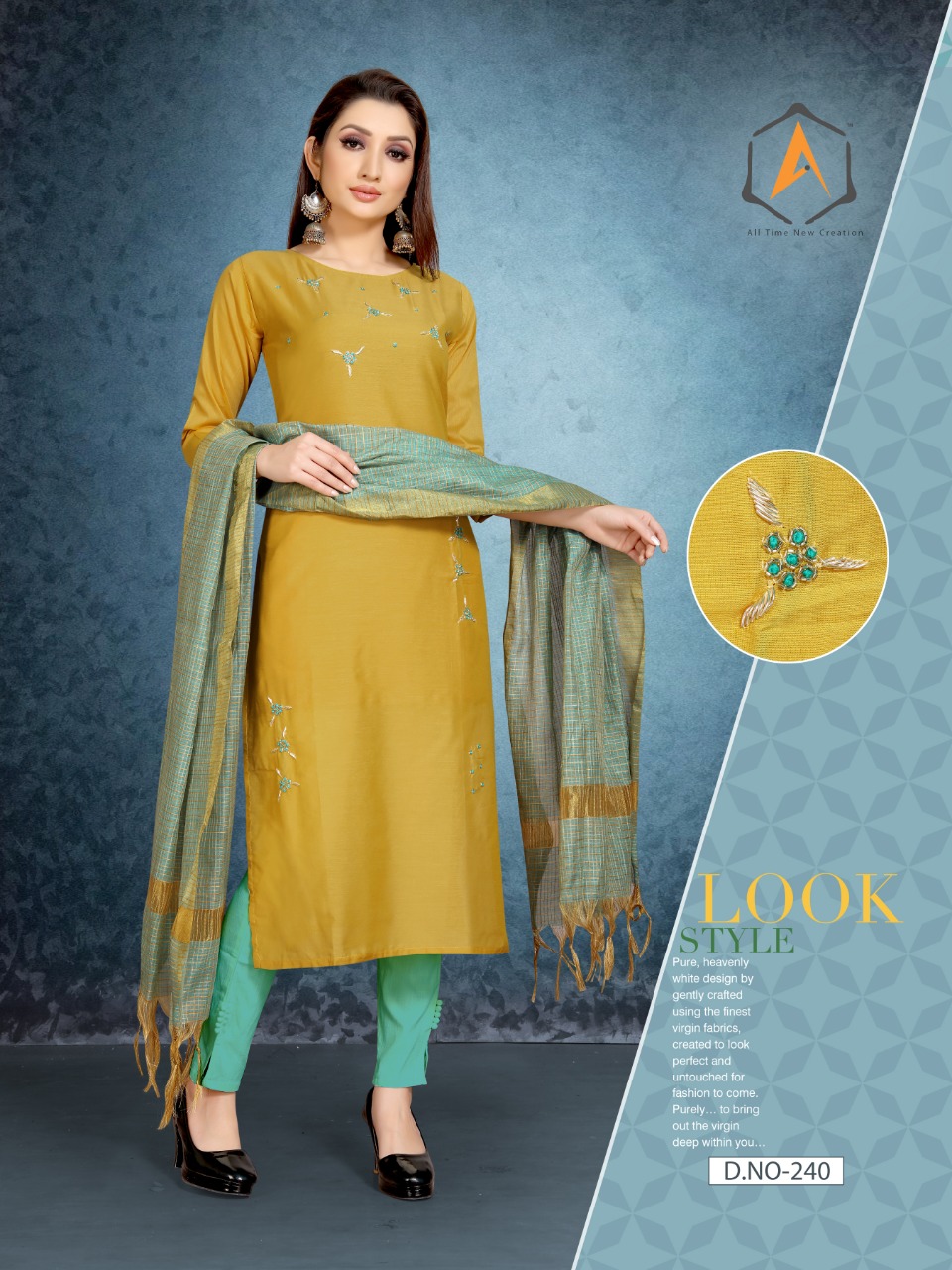 apple nazakat occasion handwork kurti with dupatta catalog