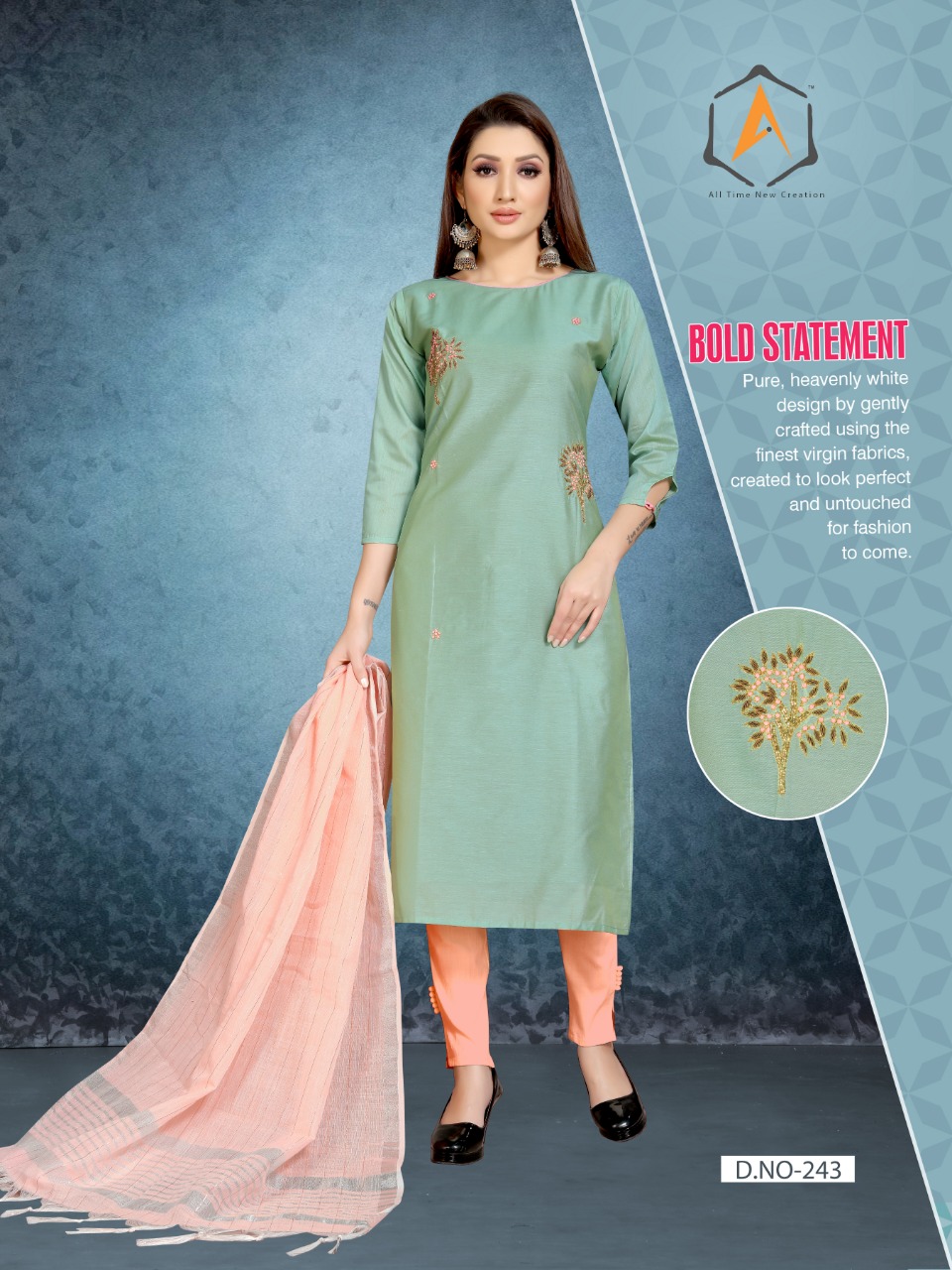 apple nazakat occasion handwork kurti with dupatta catalog