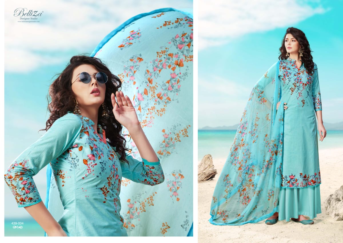 Belliza designer studio nazrana digital printed pure cotton salwar suits exporter