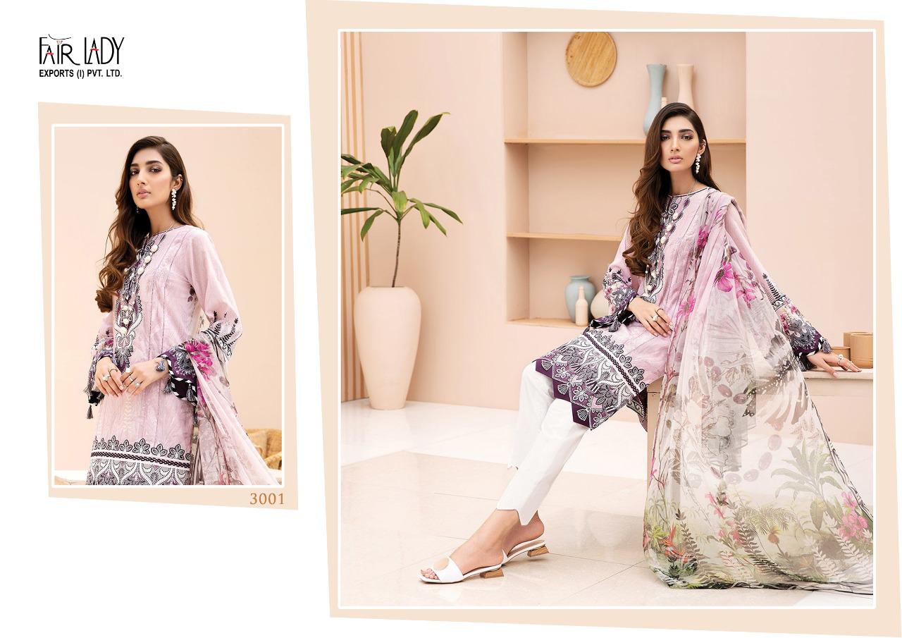 Fairlady iris vol 2 printed pakistani dress Material with lawn  and chiffon dupatta catalog