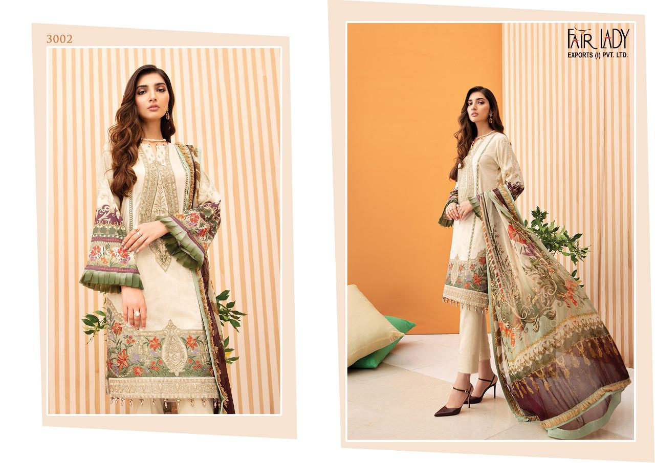 Fairlady iris vol 2 printed pakistani dress Material with lawn  and chiffon dupatta catalog