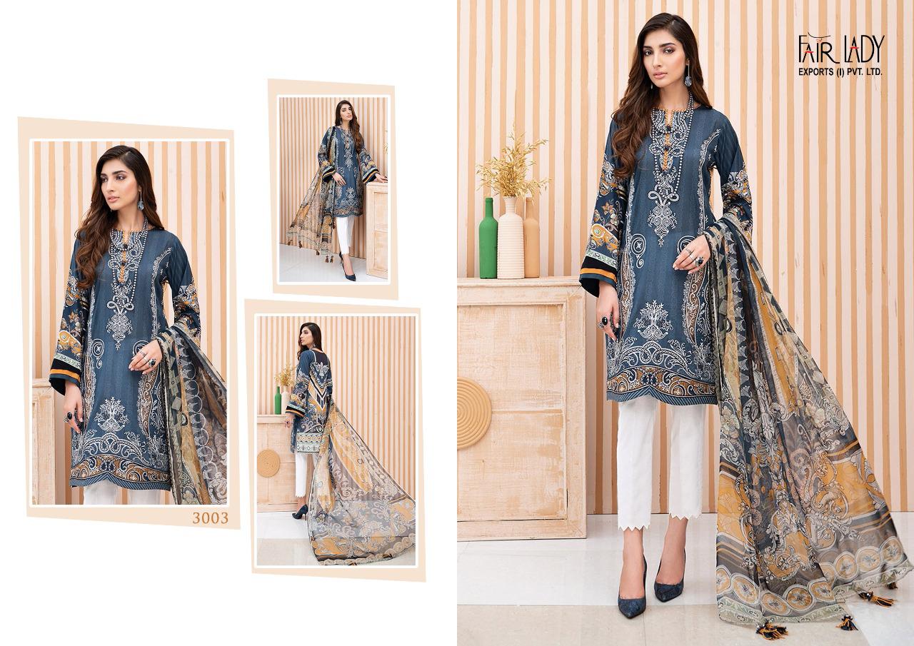 Fairlady iris vol 2 printed pakistani dress Material with lawn  and chiffon dupatta catalog