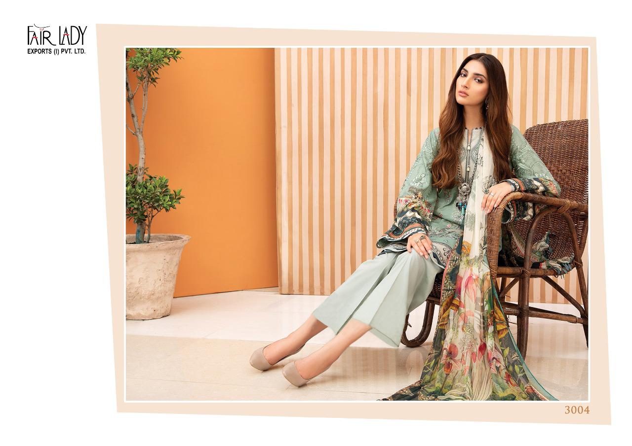 Fairlady iris vol 2 printed pakistani dress Material with lawn  and chiffon dupatta catalog