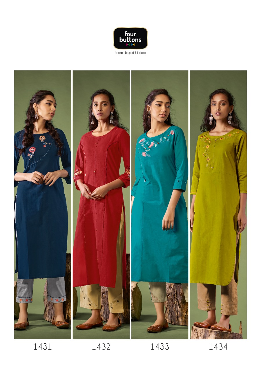 four buttons rozana beautiful kurties with bottom collection at wholesale price catalog