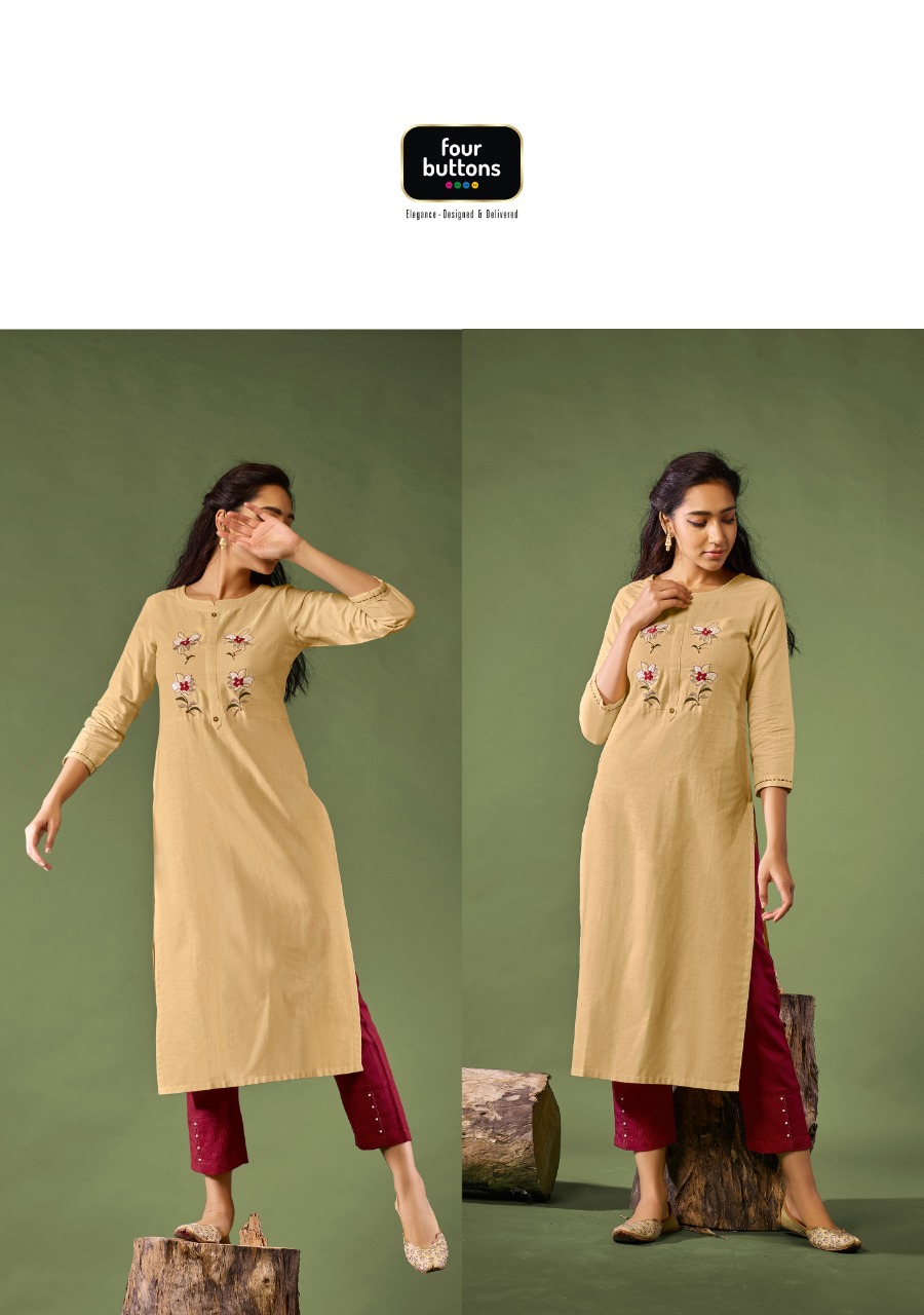 four buttons rozana beautiful kurties with bottom collection at wholesale price catalog