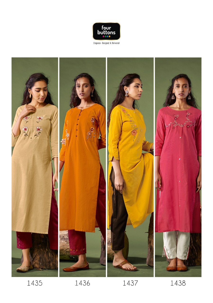 four buttons rozana beautiful kurties with bottom collection at wholesale price catalog