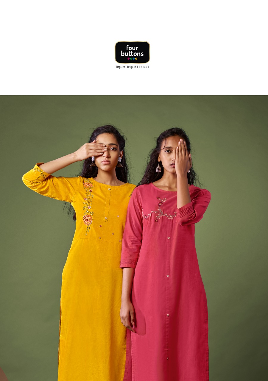 four buttons rozana beautiful kurties with bottom collection at wholesale price catalog